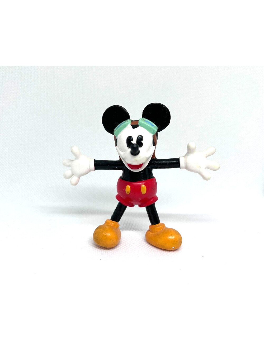 Vintage Disney Mickey Mouse Pilot Goggles 3" Figure Bend Ems Bendable Just Toys